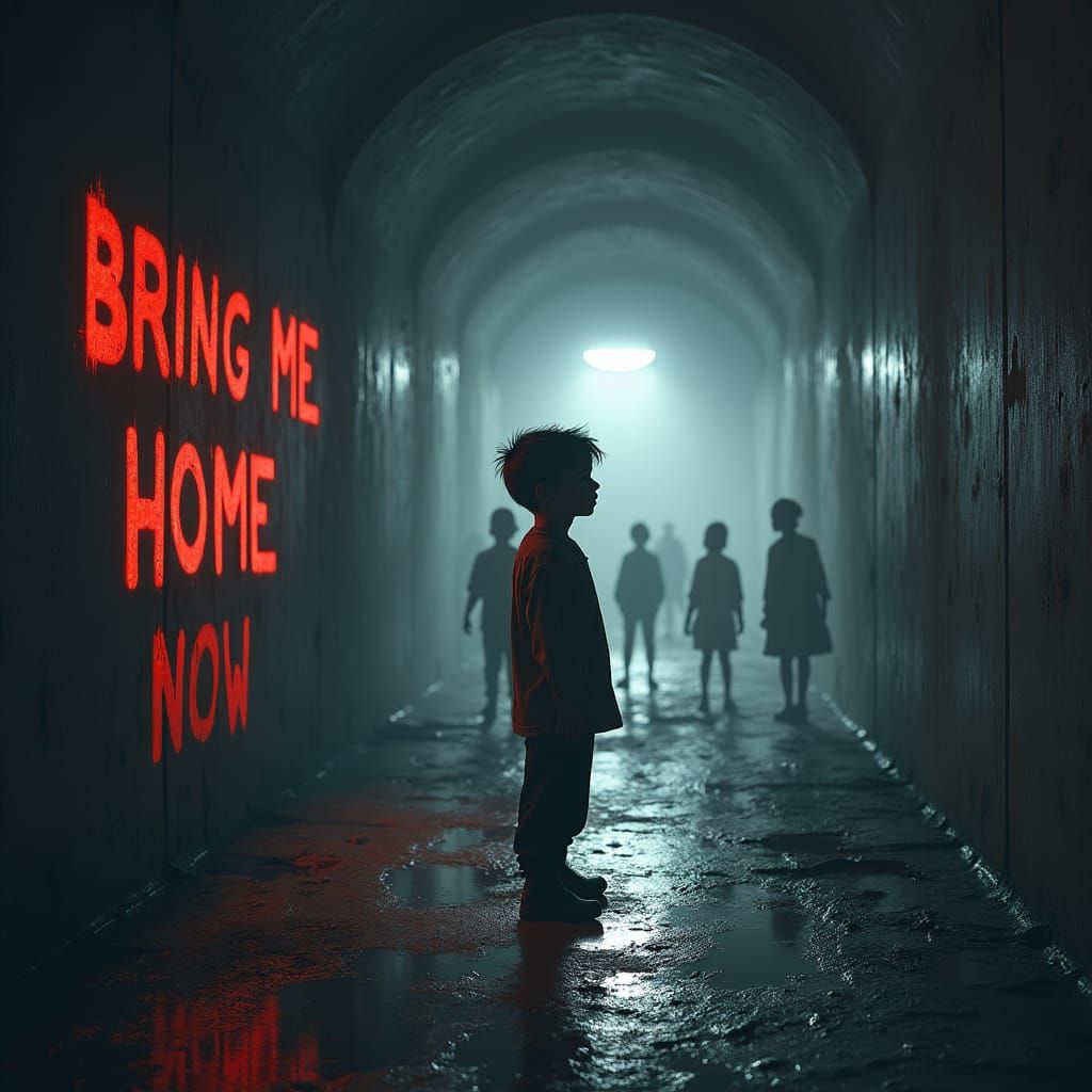 Desperate Plea: Boy in Dark Tunnel