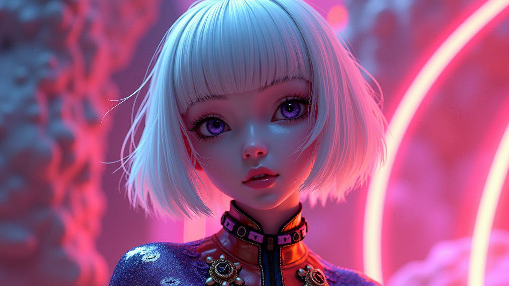Ethereal Androgynous Figure in Vibrant 3D Anime Art