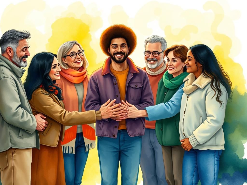 Diverse Group Holding Hands in Circle of Unity