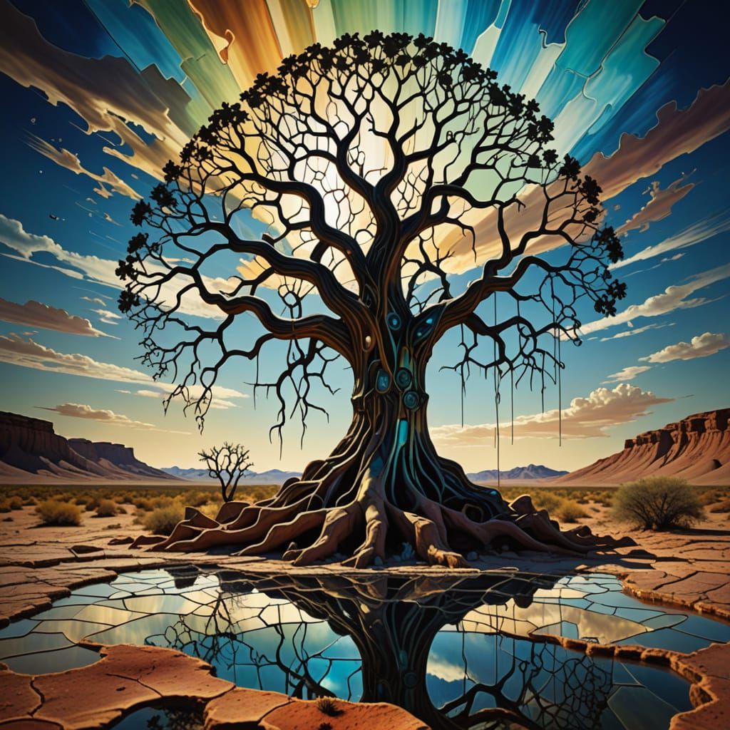 Chrome Circuit Tree in Shattered Glass Desert