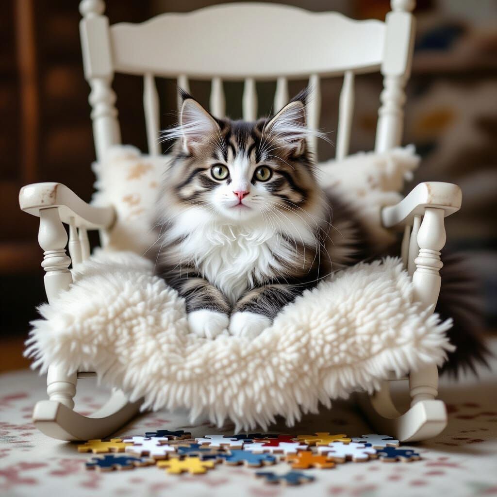 Kitten Jigsaw Puzzle in Beatrix Potter Style