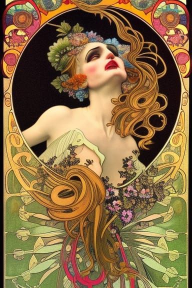 Crying Clown Among Merry Skeletons in Maximalist Style