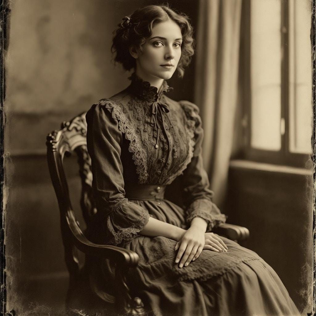 Victorian Woman Portrait in 1850s Photographic Style