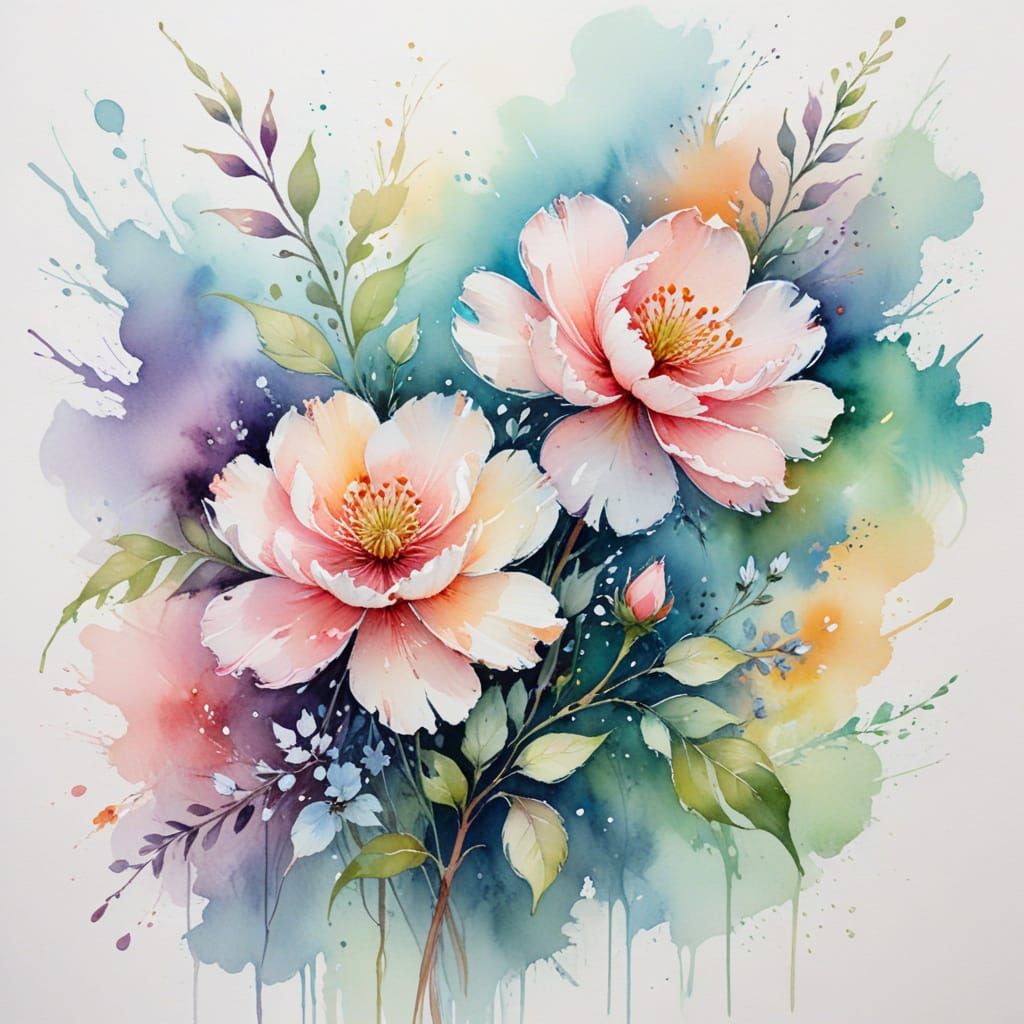 Dreamy Pastel Blooms in Whimsical Watercolor