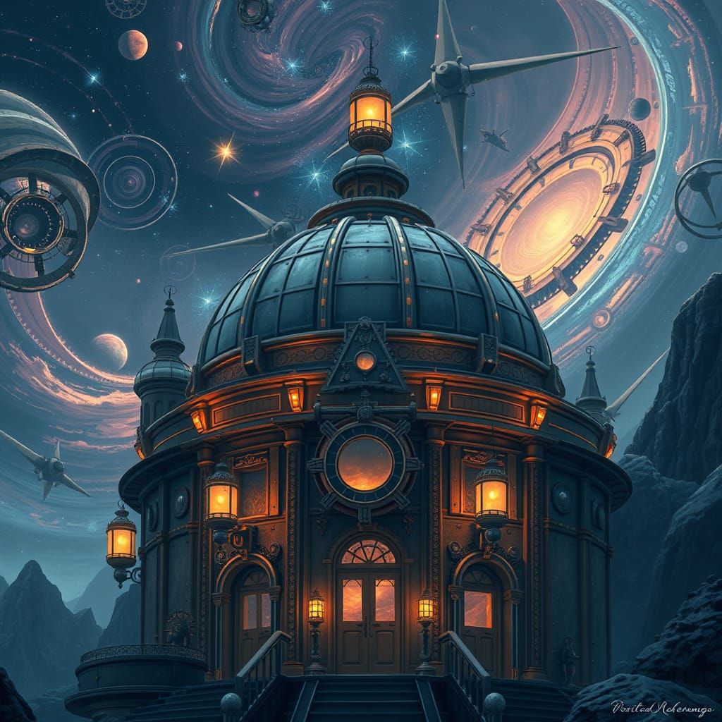 Steampunk Observatory Reaches for the Stars in Cyberpunk Dig...