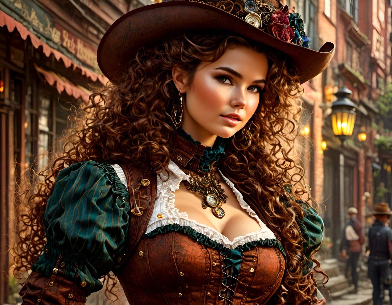 Steampunk Woman in Extravagant Corset