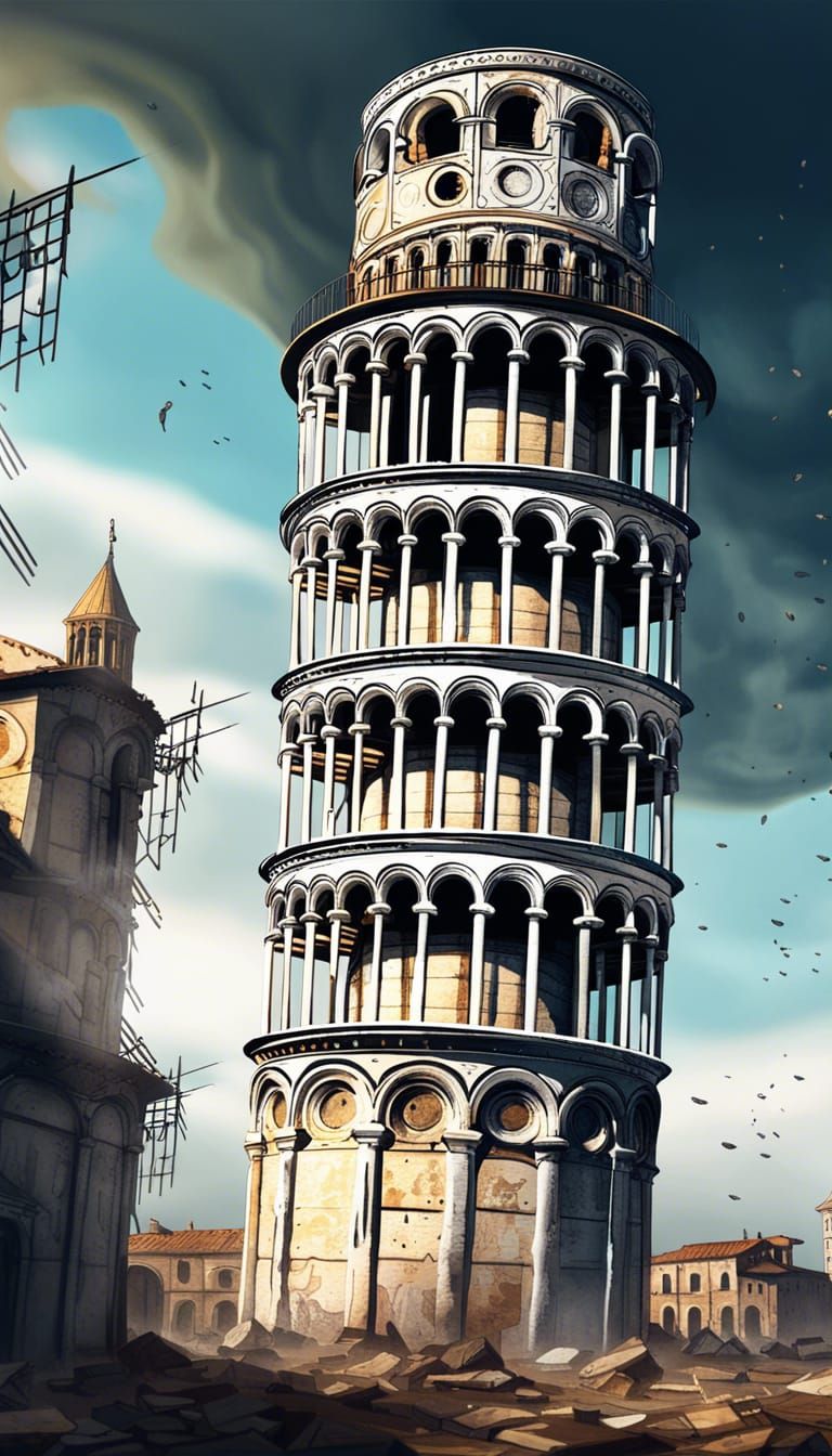 pisa tower in post apocalyptic world