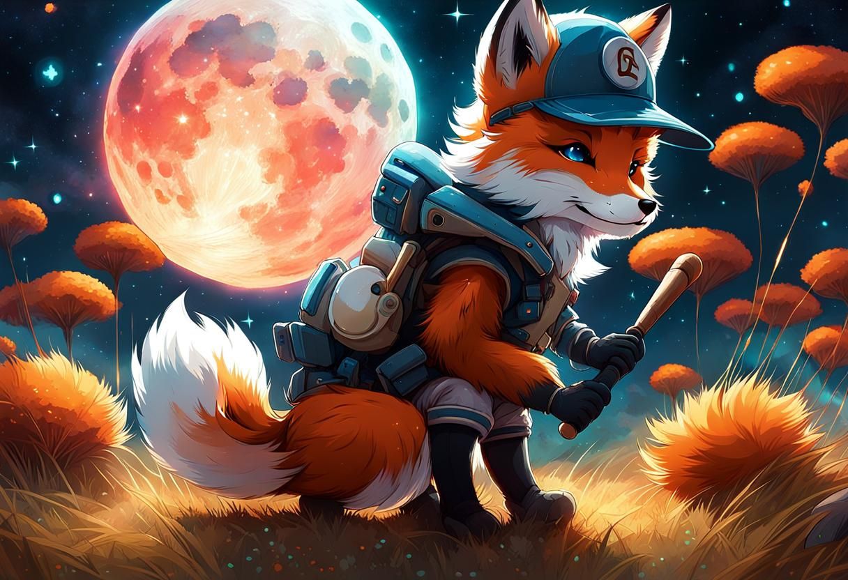 Chibi Foxes Play Baseball Among the Stars