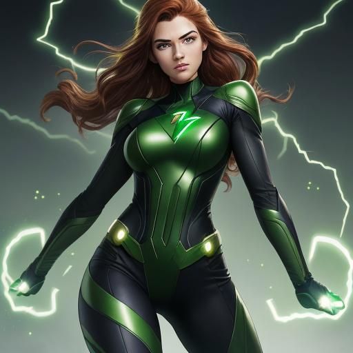 Emerald Energy Superhero with Telekinesis Powers