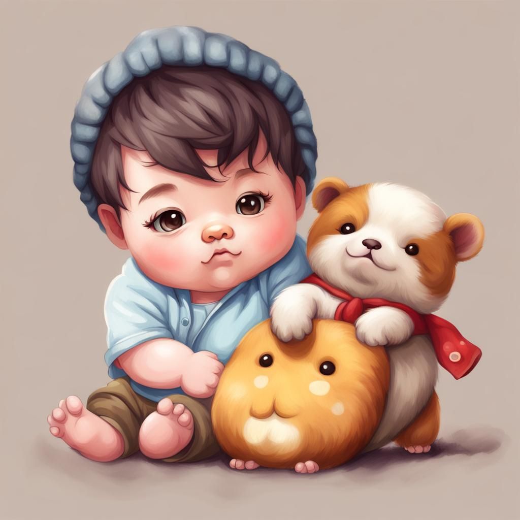 Hyperrealistic Chibi Baby Boy