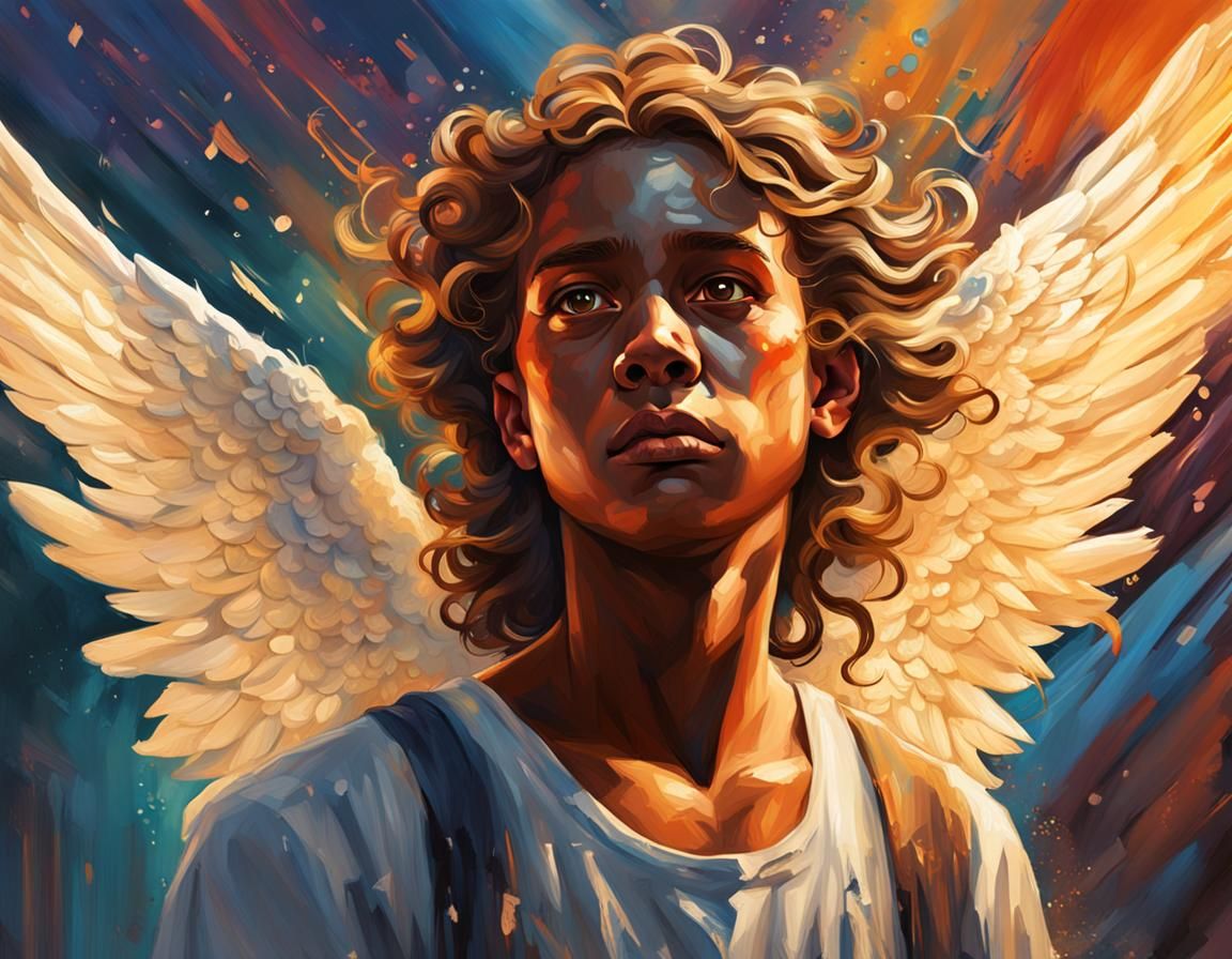 Hyperrealistic Angel Portrait in Splash Art Style
