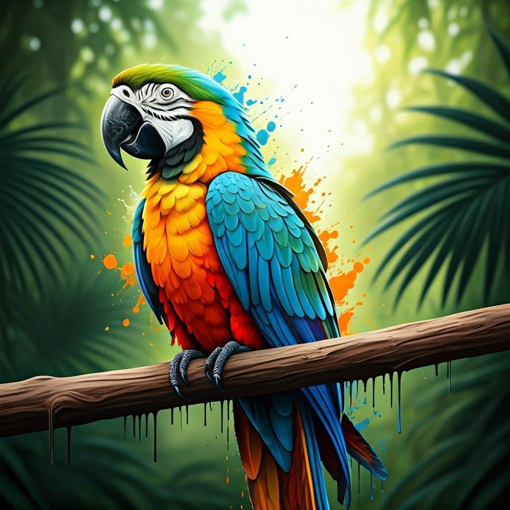 Colorful Parrot in Graffiti Art Style
