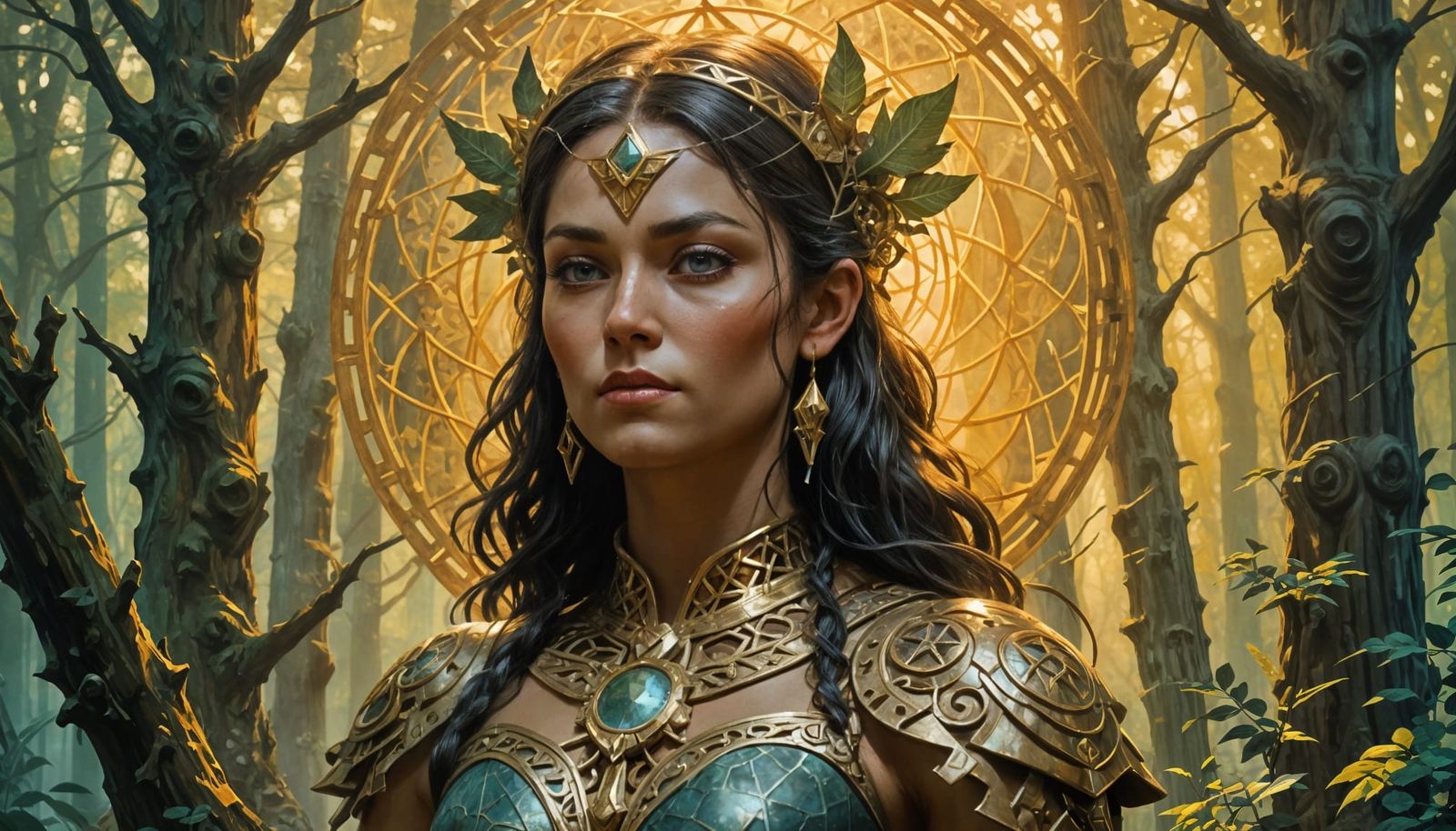 Spring Equinox Sacred Geometry in Patina Art Style