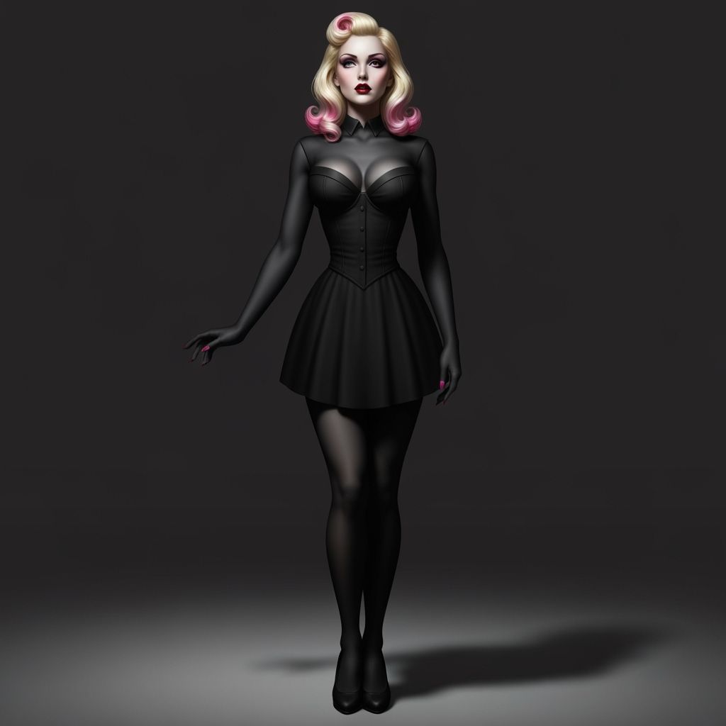 Gothic Pin-Up Woman in Dramatic Chiaroscuro Style