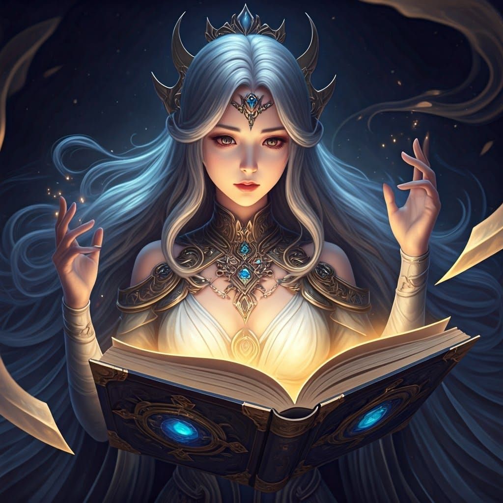 Enchanting Sorceress Casting Spell in Anime-Inspired 3D Art