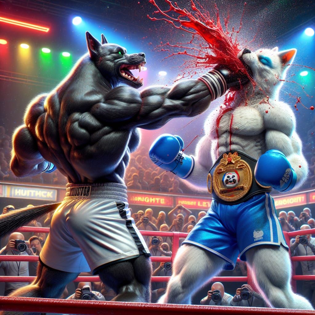 Muscular Dog vs Powerfully Built Cat in a Thrilling Boxing M...