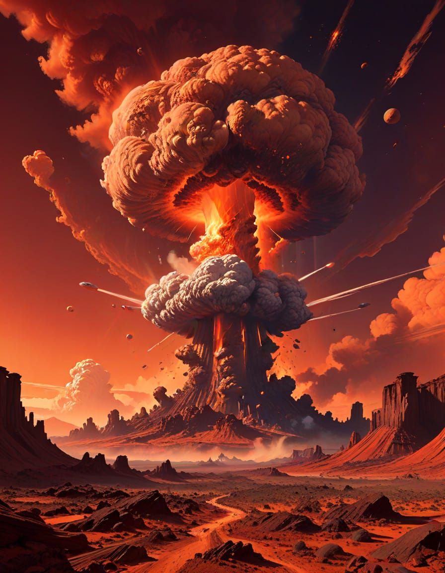 Martian Mushroom Cloud Erupts in Vibrant Animated Style
