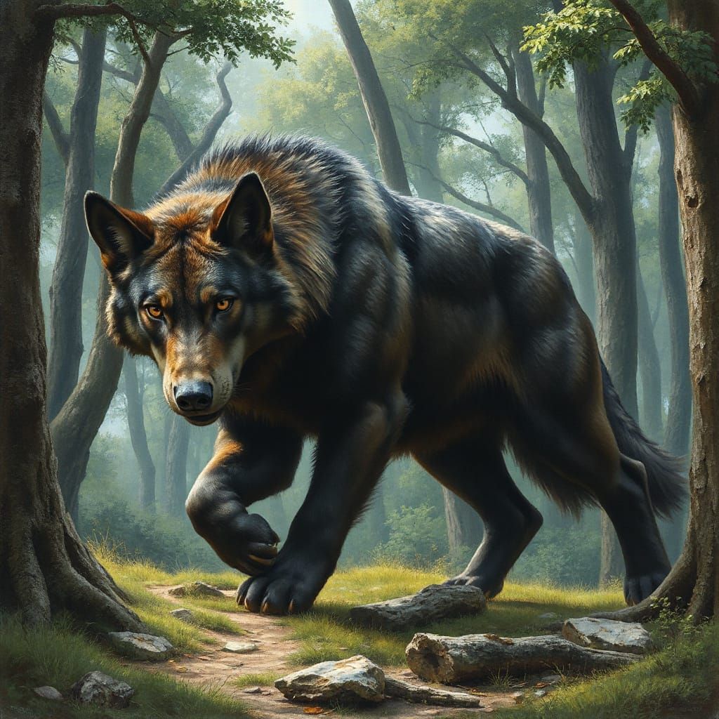 Majestic Dire Wolf in Fantasy Art Style