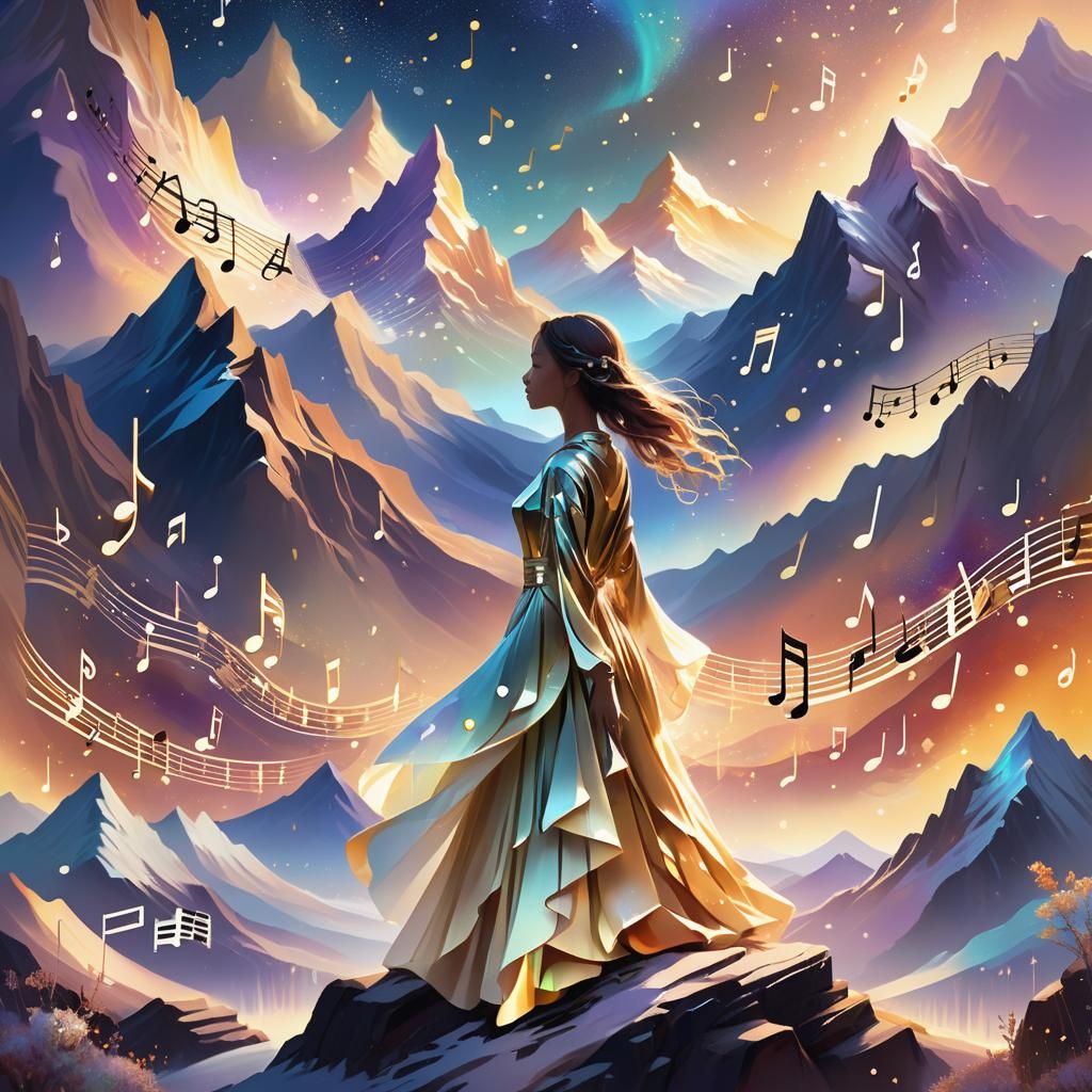 Ethereal Music Note Landscape in Fantasy Art Style