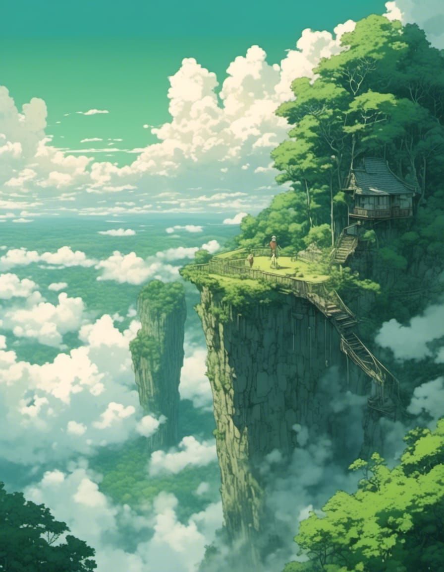Cliff Edge View in Anime Style