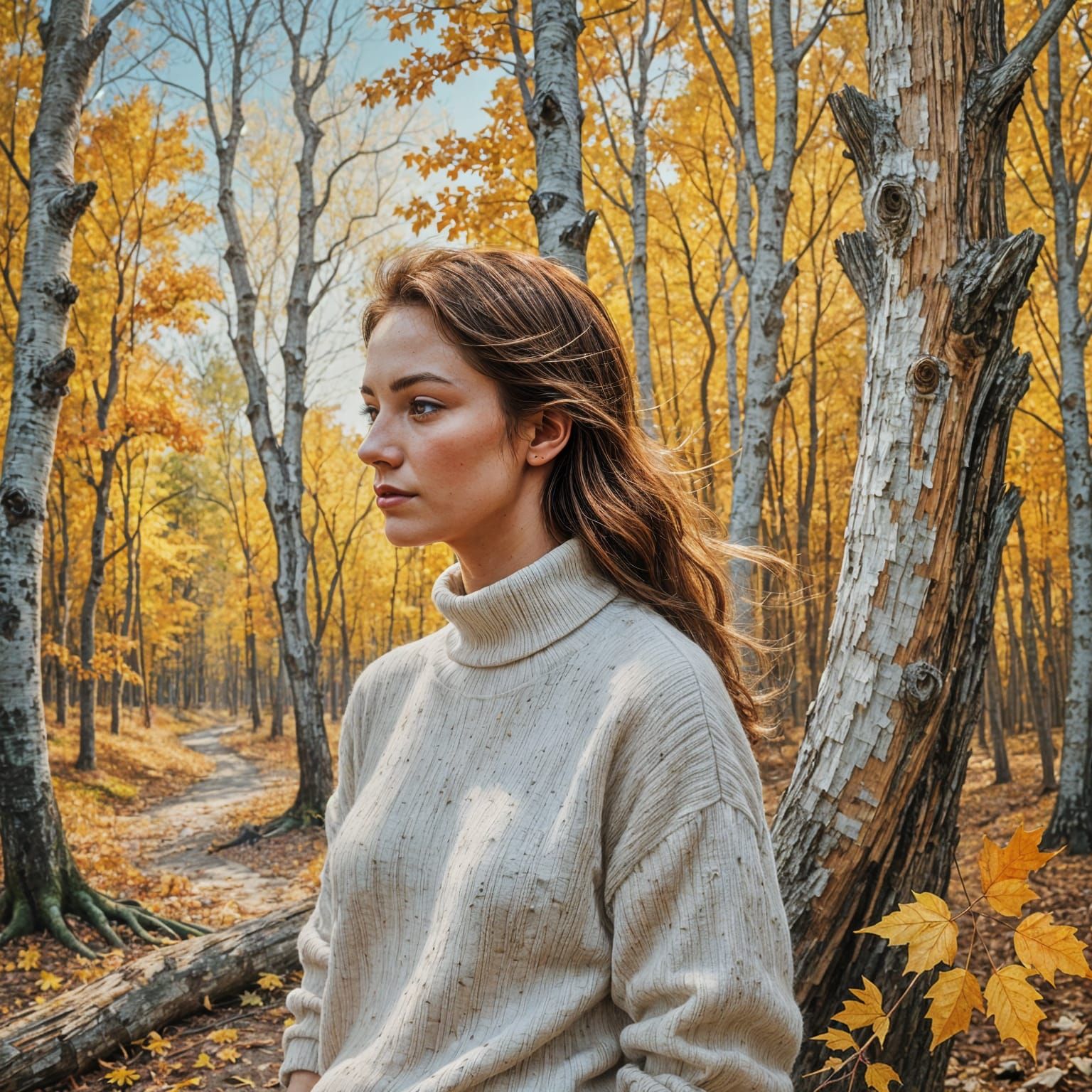 Ethereal Autumn Portrait of a Young Woman