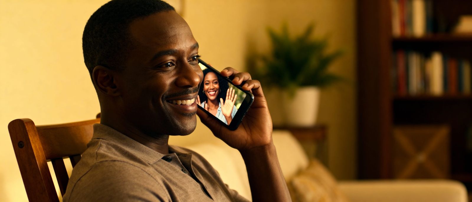 Black Couple Connects on Phone
