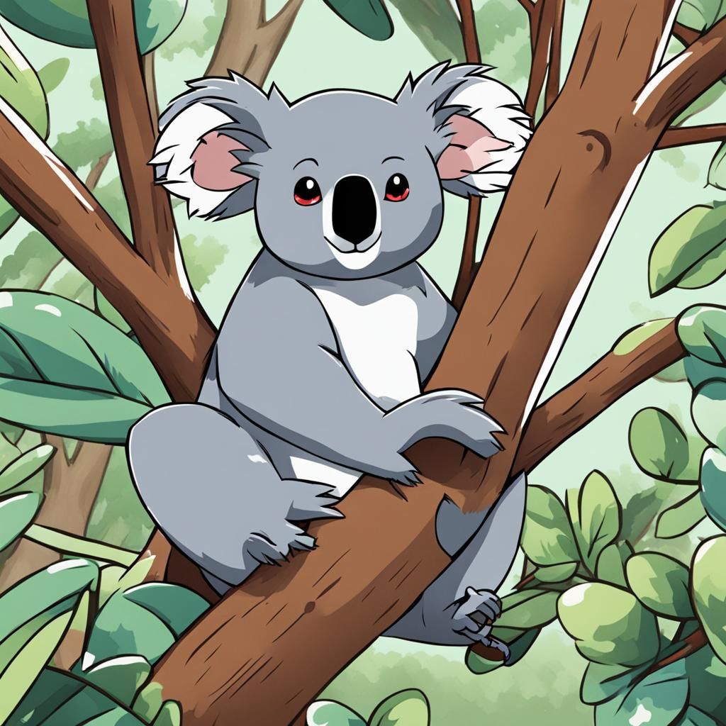Koala in Tree, Pokémon Style Illustration