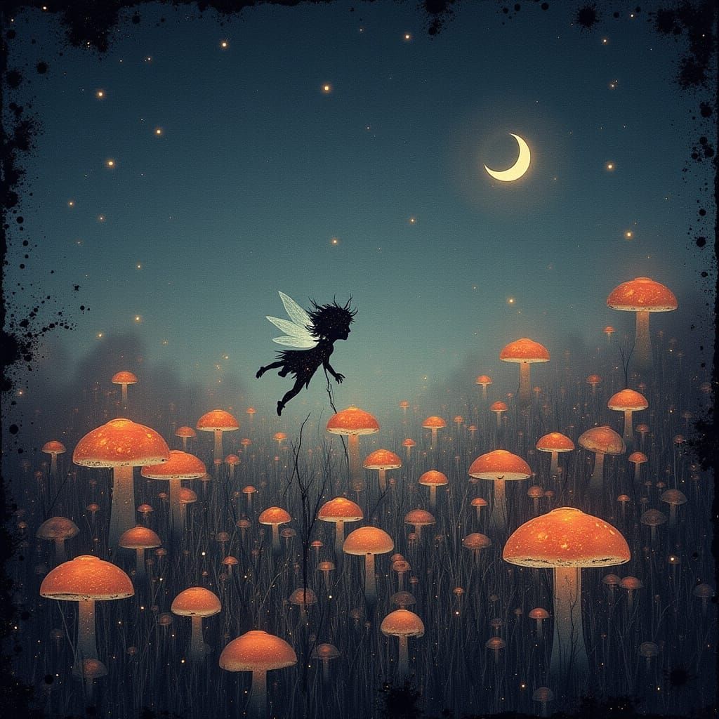 Mischievous Sprite in Enchanted Mushroom Labyrinth