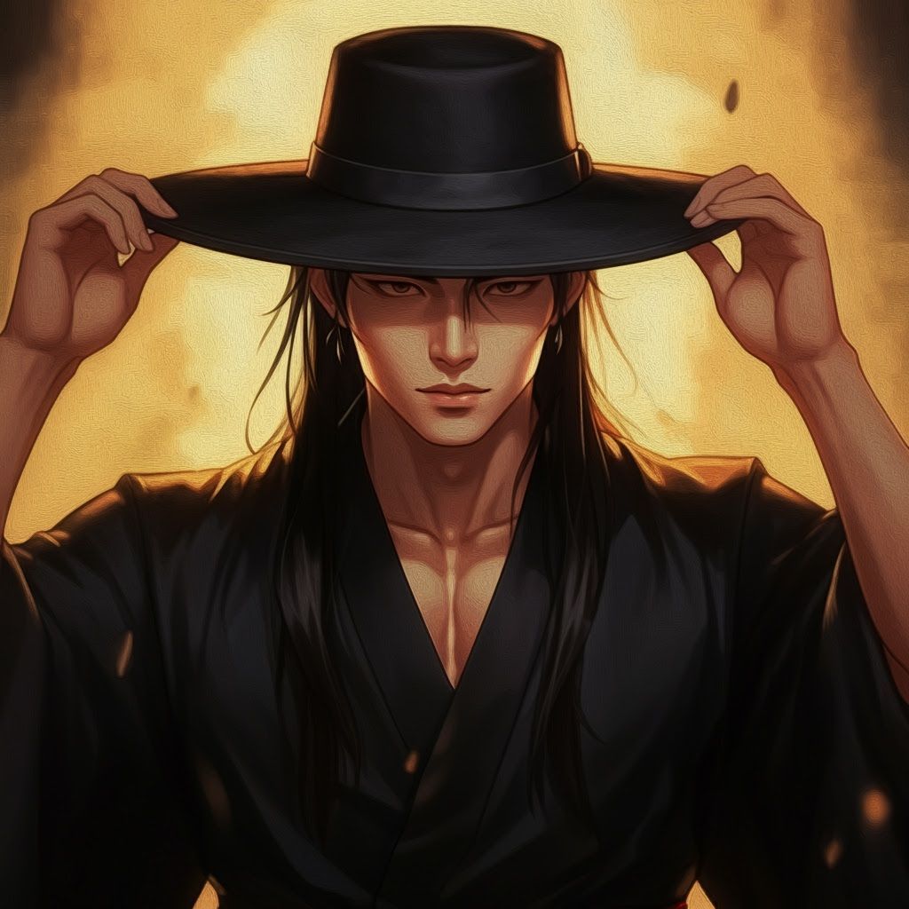 Korean Man in Golden Light: Digital Oil Painting