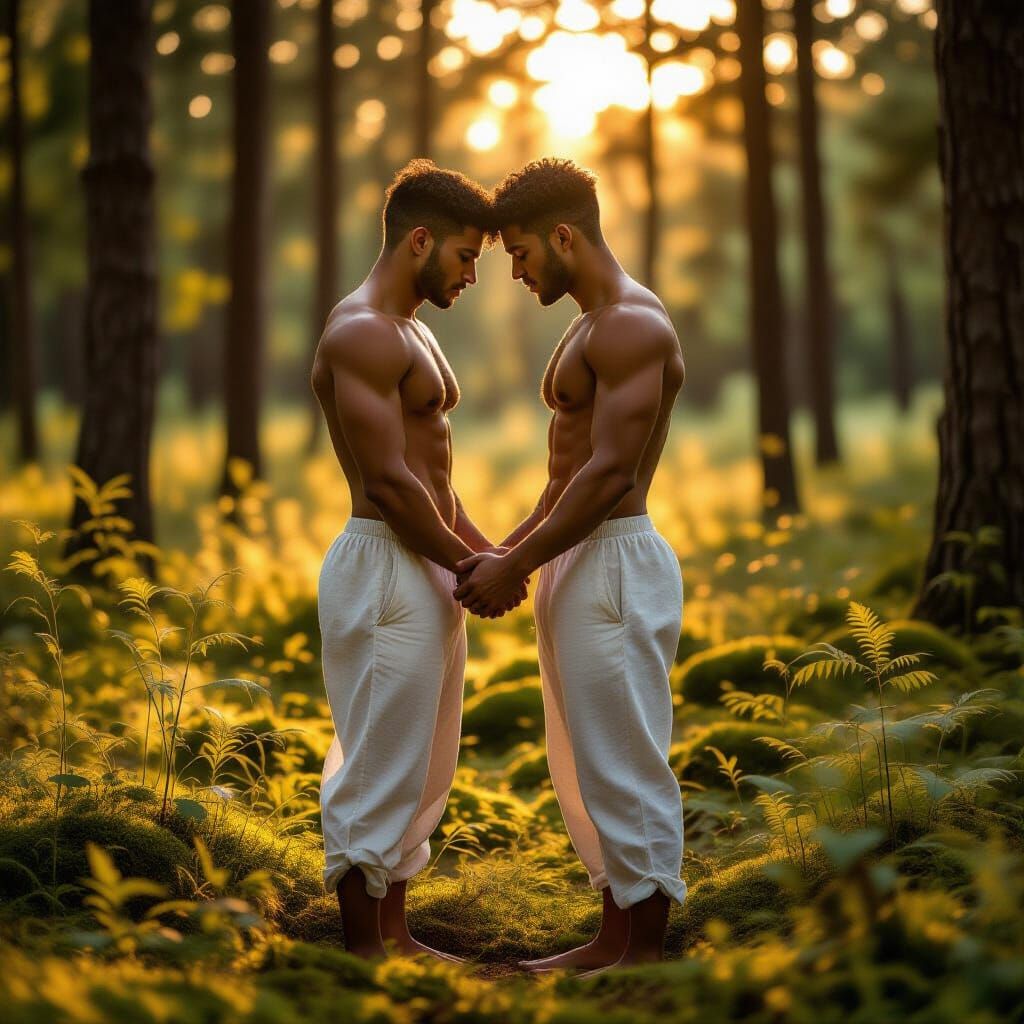 Intimate Forest Scene at Golden Hour