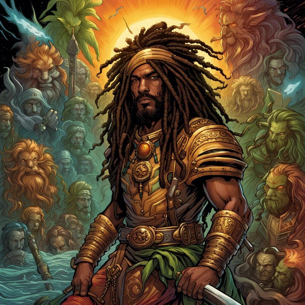 Rastafari Paladin in Comic Book Style