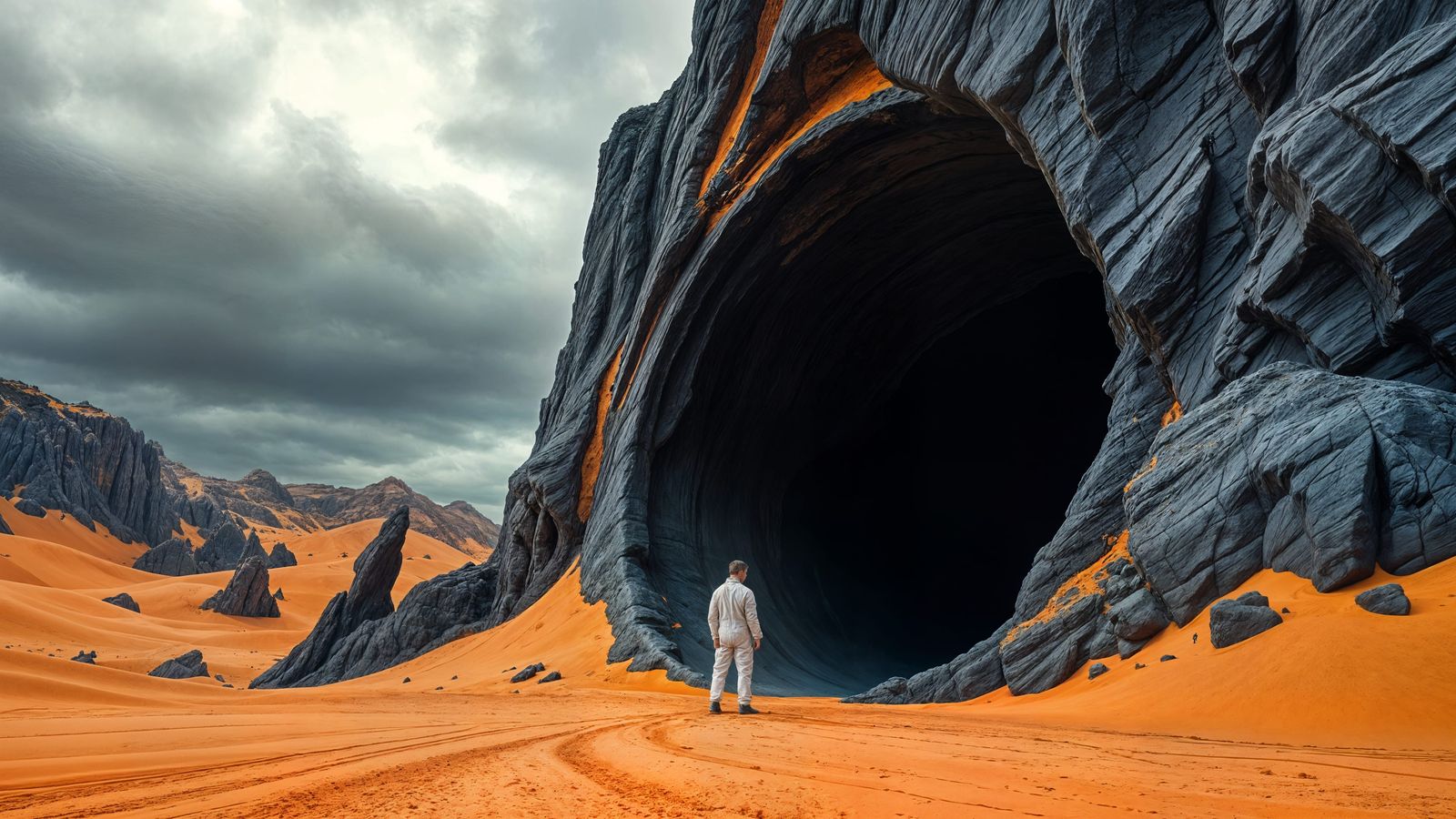 Ominous Alien Landscape with Tunnel Entrance