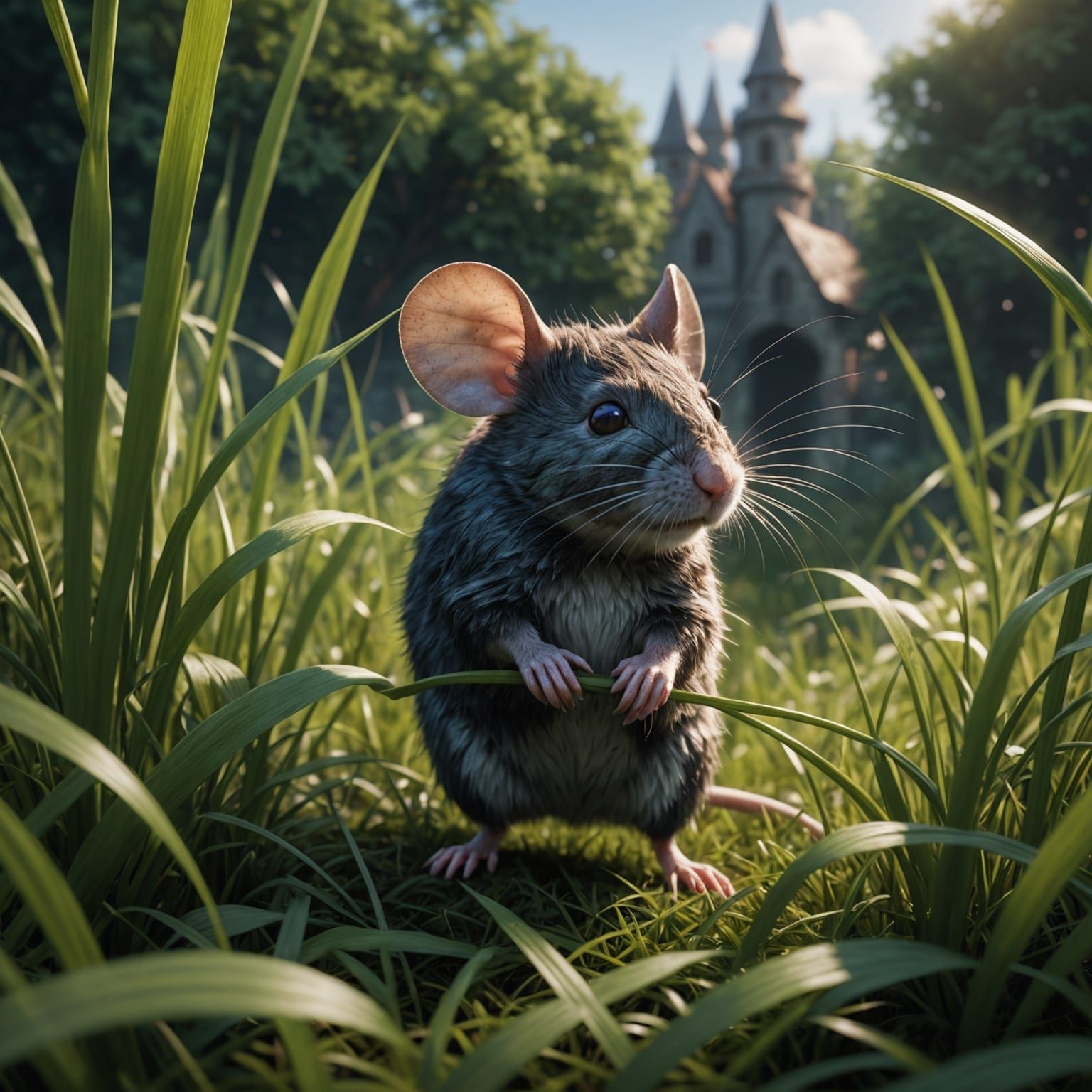 Mouse Hidden in Tall Grass: Fantasy Concept Art