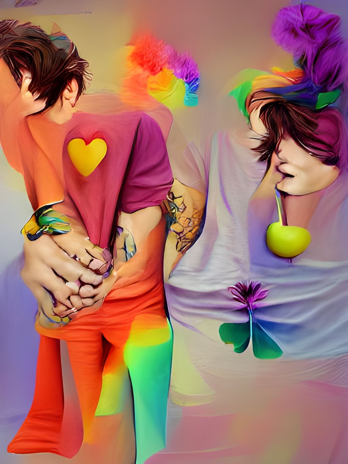 Colorful Depiction of Two Figures in Love