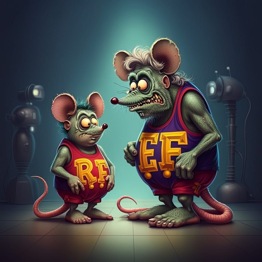 Rat Fink and Son in Retro-Futuristic Studio