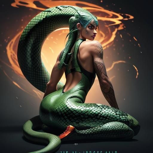 Intricate Lamia Concept Art in Splash Art Style