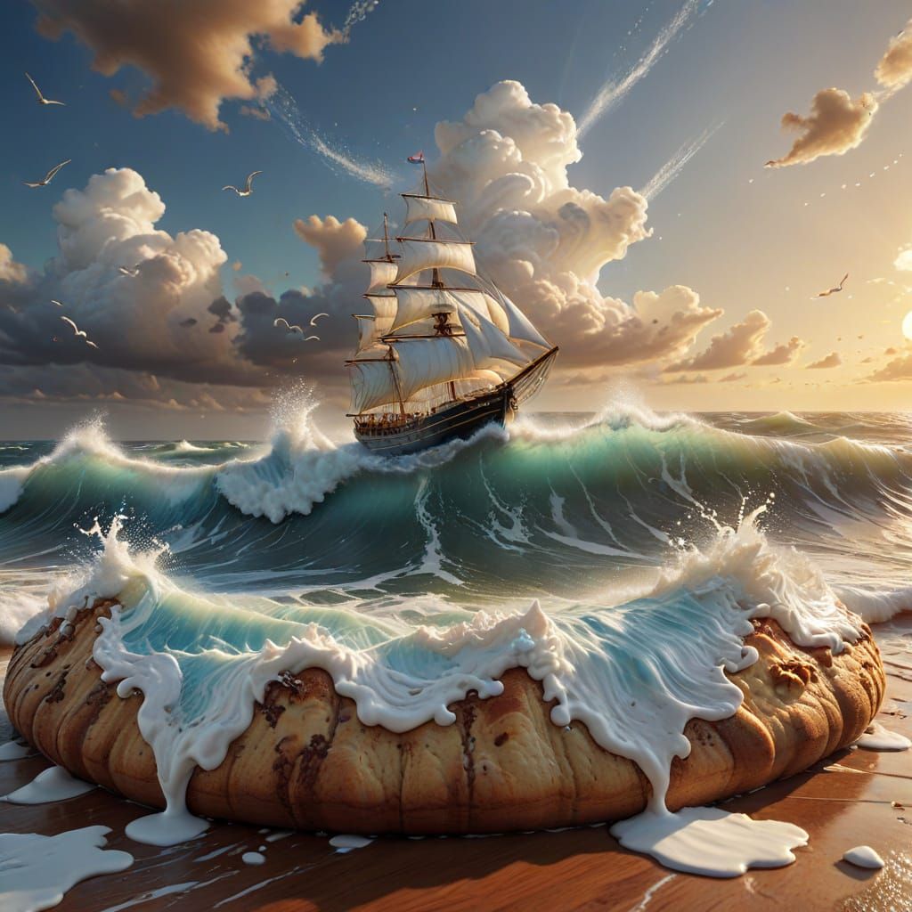 Whipped Cream Ocean with Cookie Sailboats