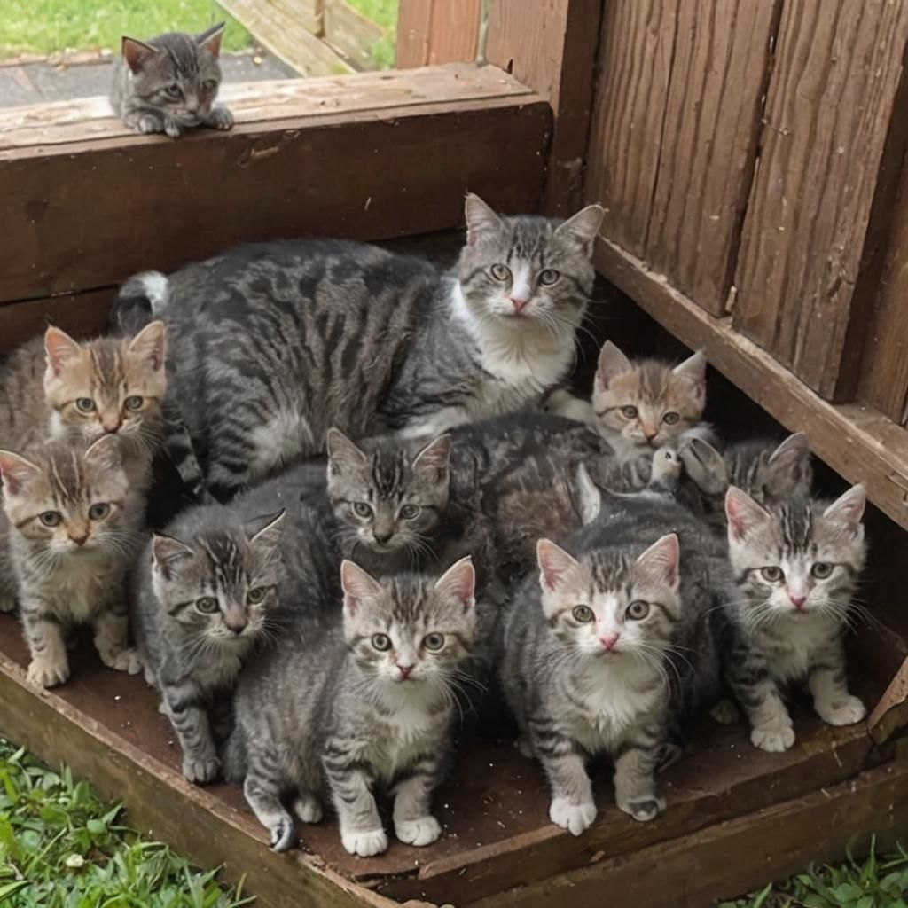 Cat with Kittens: A Mother's Love
