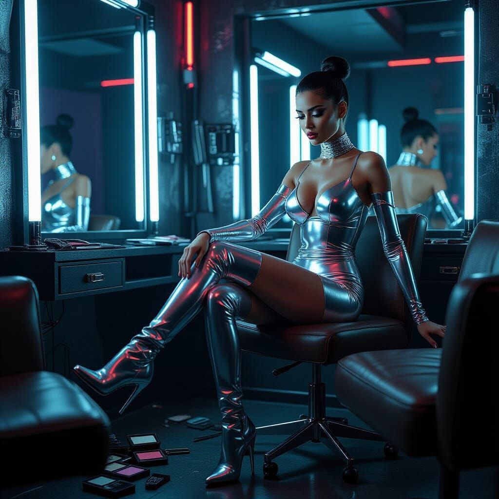 Android in Cyberpunk Club Dressing Room