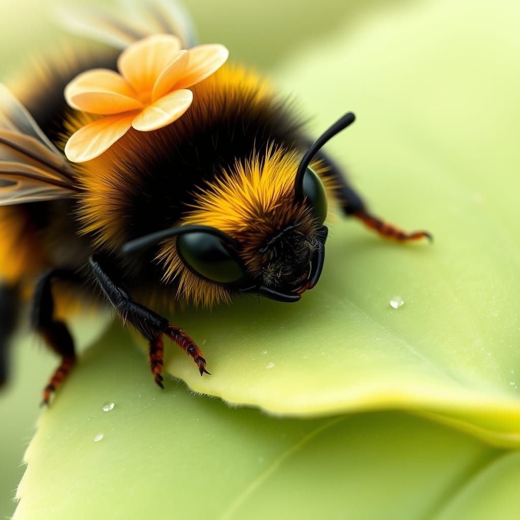 Bumblebee in Flower Hat, Storybook Illustration
