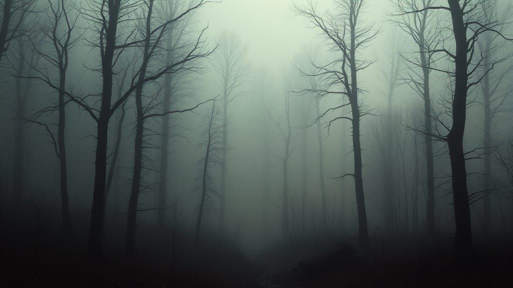 Misty Gothic Forest Landscape in Romantic Style
