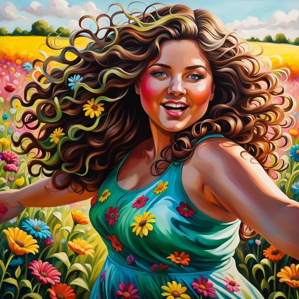 Joyful Woman Dancing in Vibrant Graffiti Art
