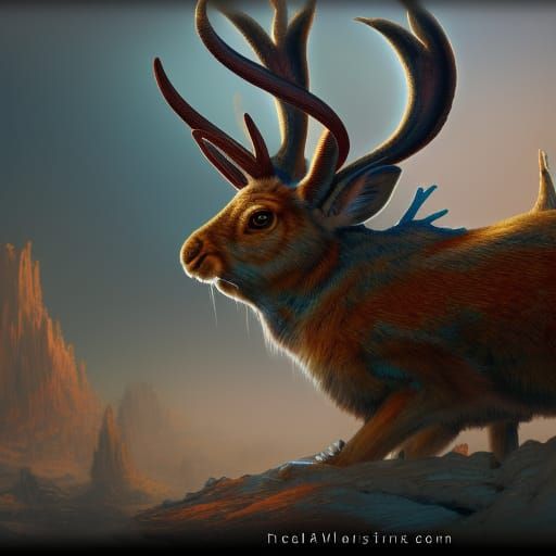 Fantastical Jackalope: Detailed Matte Painting