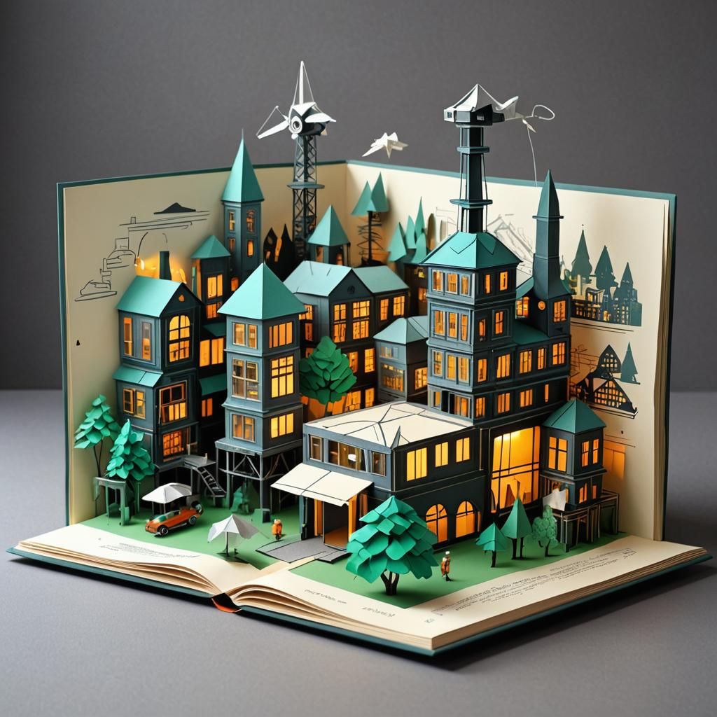 Origami Electronics in Industrial Architecture Pop-Up Book