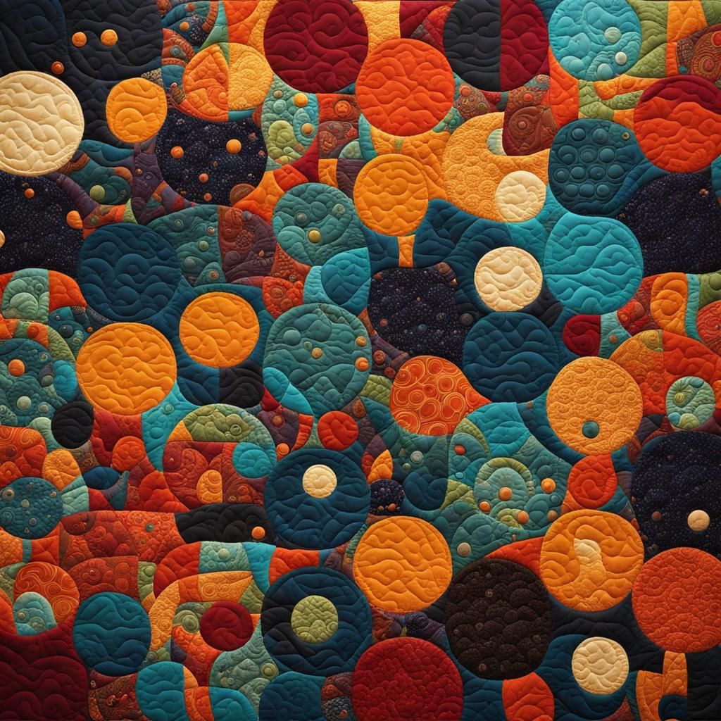 Abstract Moon Quilts Art in Complementary Colors