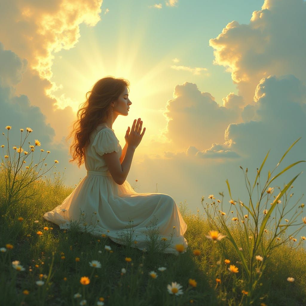 Serene Devotion in Lush Nature