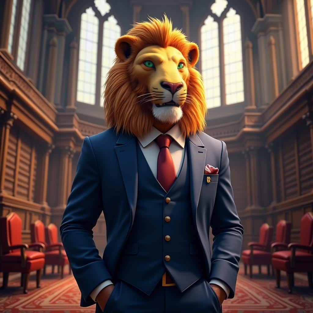 Animal Lawyer in Detailed Matte Painting Style
