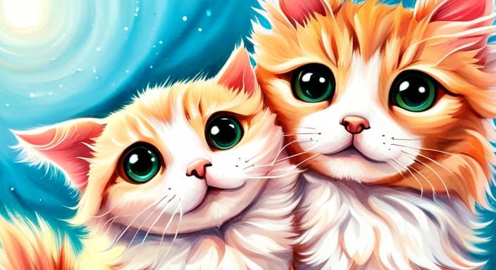 Cute Kawaii Chibi Cat with Puppy Eyes in Acrylic