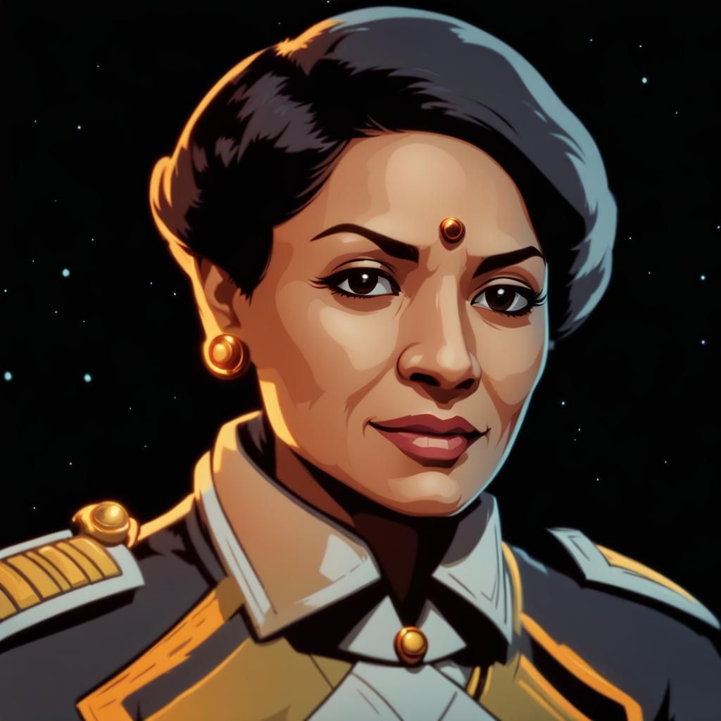 Indian Female Admiral in Space, Comic Style