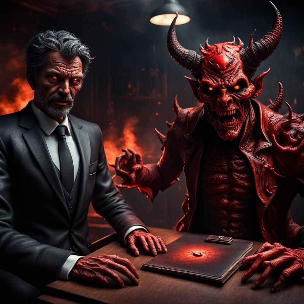 Hellish Workplace with Devil Boss in HDR